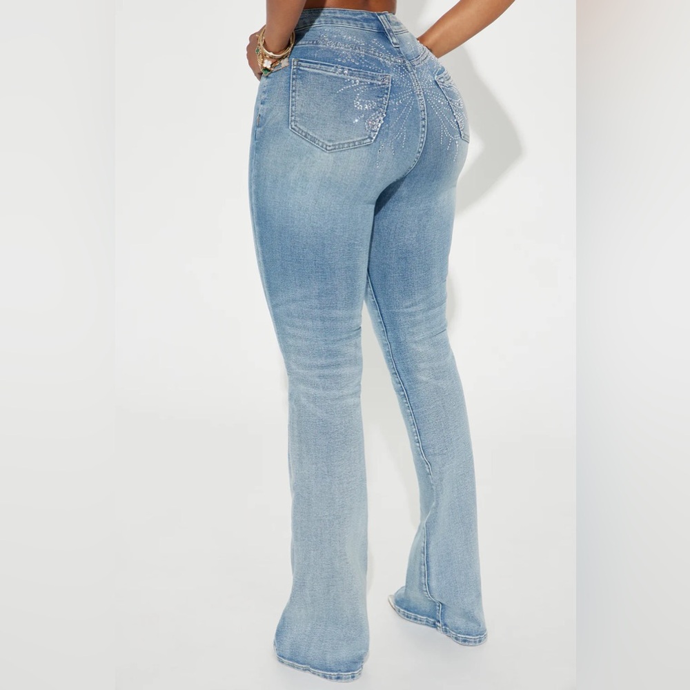 Taking Flight Butterfly Embellished Stretch Flare Jeans